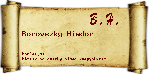 Borovszky Hiador névjegykártya